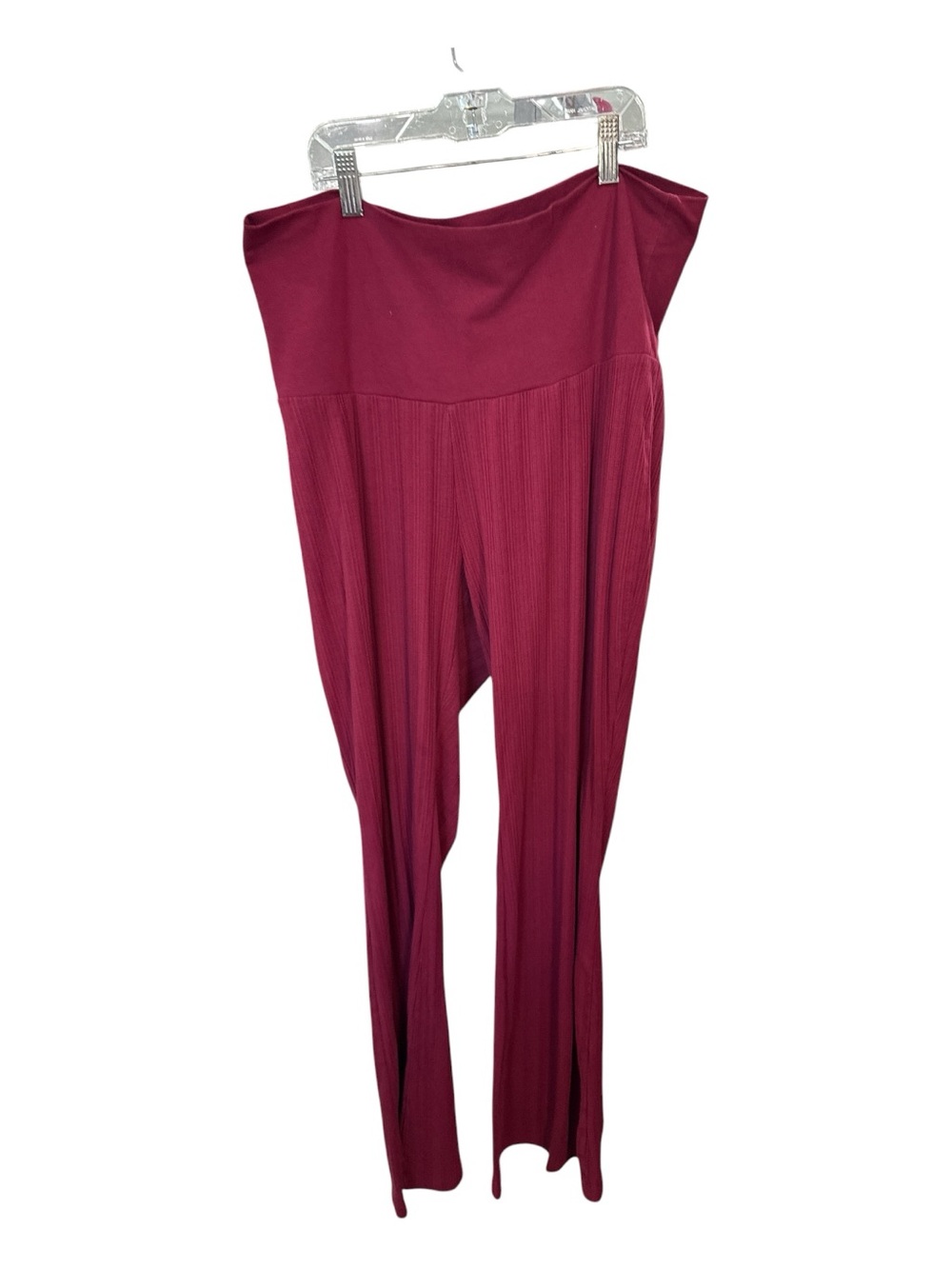 ONLY Old Navy Loves You Burgundy Ribbed Foldover Flare Pants Size Large - Picture 5 of 7